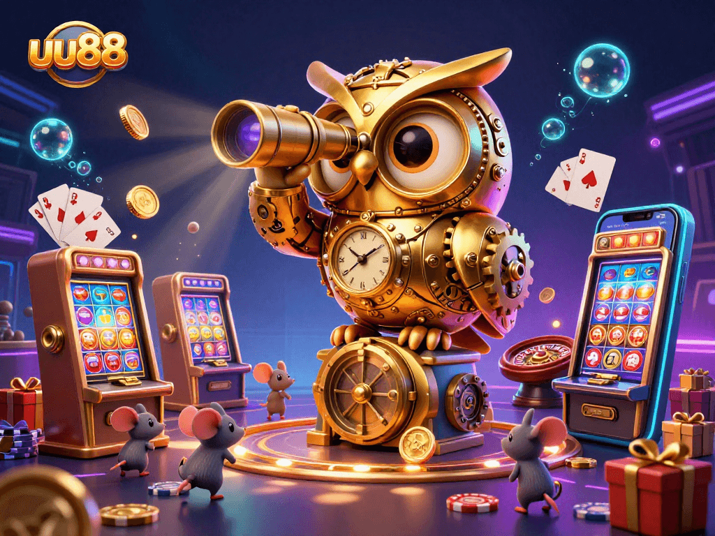 Engage with exciting games at uu88, where golden coins and spinning slots create an electrifying casino atmosphere.