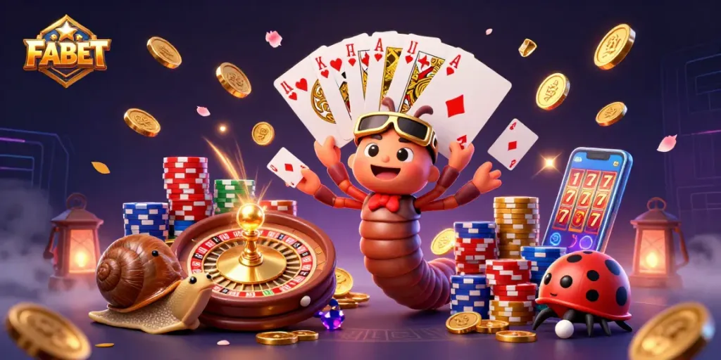 FABET dealers engage players with exciting card games in a vibrant casino environment.