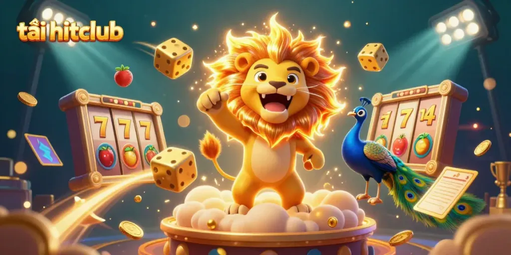 Experience excitement in tải hitclub with a vibrant 3D circus of animated casino elements.