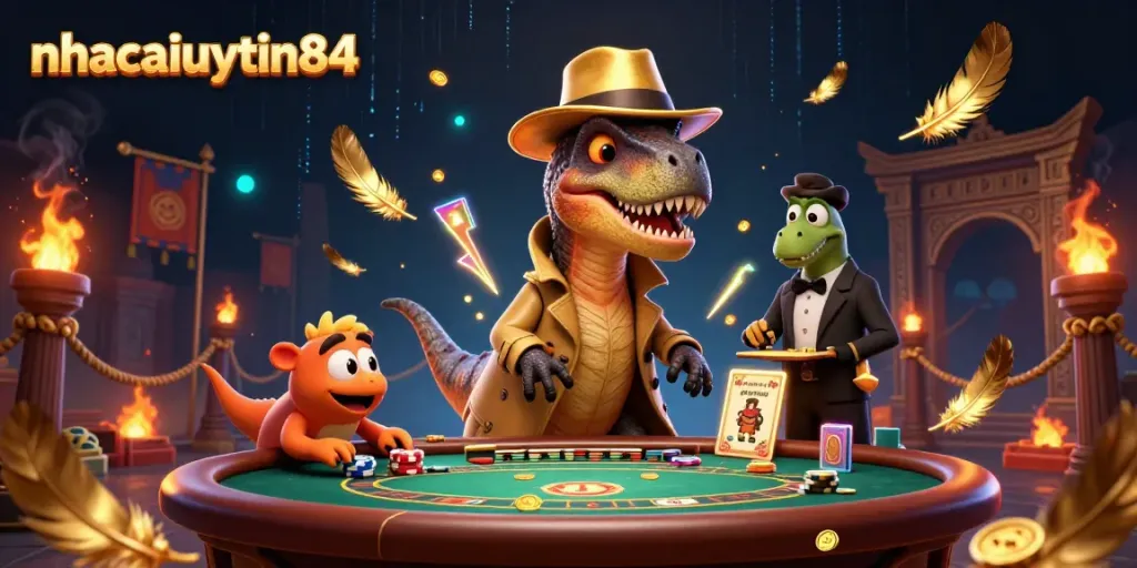 Engaging game scene featuring velociraptor card counter and casino elements, highlighting nhacaiuytin84.