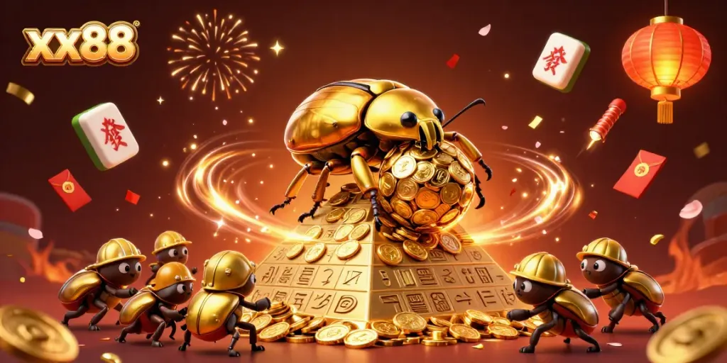 Experience the thrill of xx88 with vibrant 3D cartoon illustration of casino elements and golden coins.