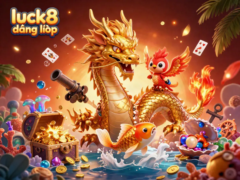 Engage in thrilling gameplay with luck8 đăng nhập, featuring a dynamic casino scene with vibrant characters and elements.