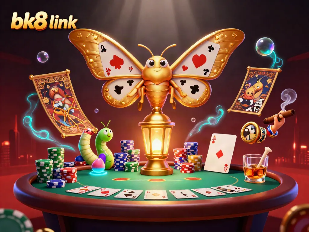 Experience the excitement of gaming with bk8 link amidst vibrant casino elements and golden motifs.