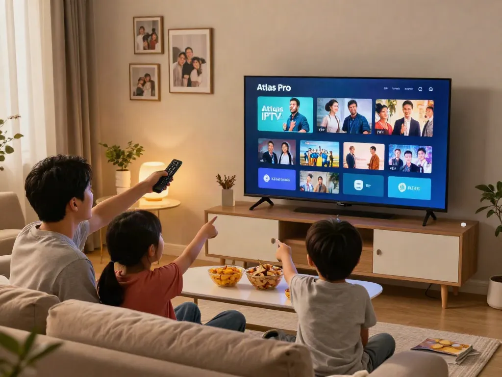 Profitez d'une expérience familiale avec Atlas Pro IPTV sur un téléviseur moderne.