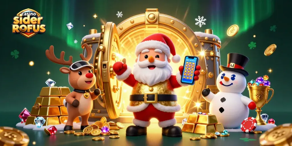 Engage with casino sider uden ROFUS featuring festive 3D characters and vibrant jackpot elements.