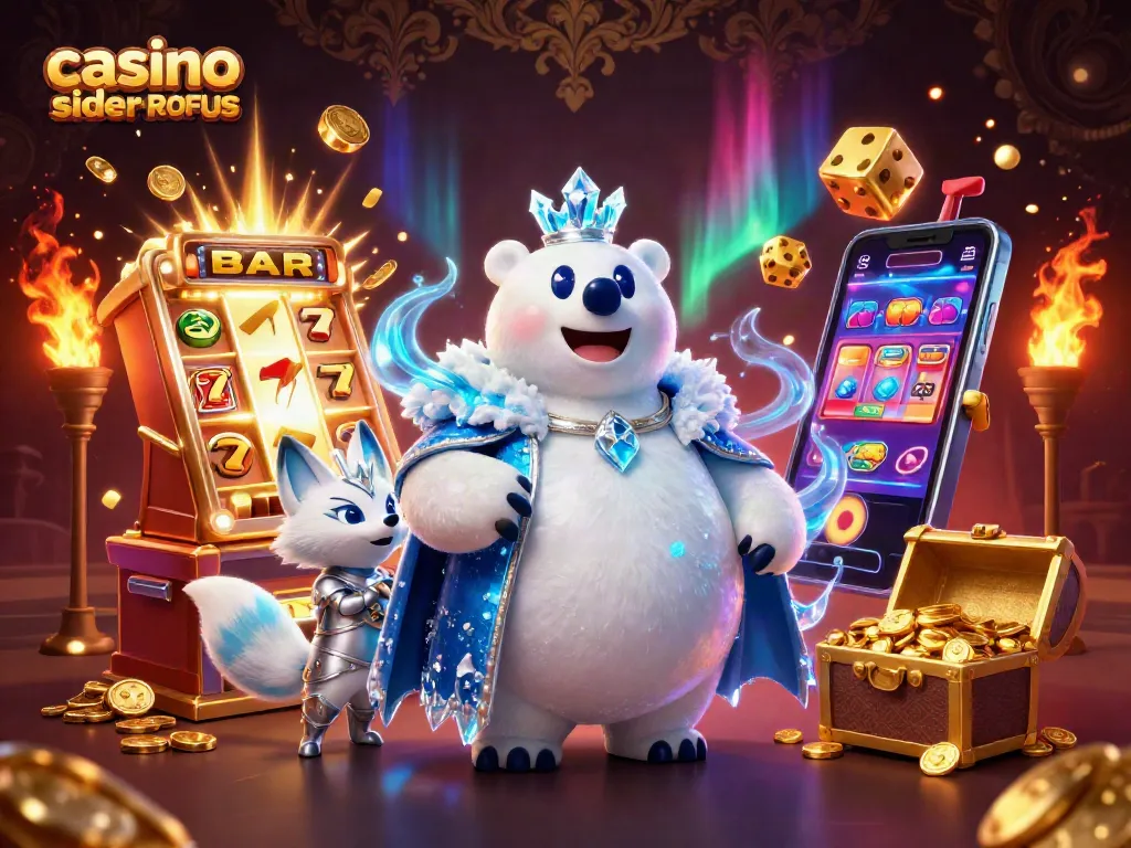 Experience the thrill of casino sider uden ROFUS with our magical 3D illustration featuring a snowy kingdom and exciting gaming symbols.