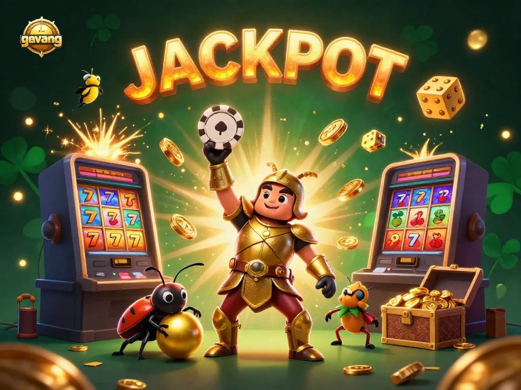 Experience the thrill of gambling with the vibrant Gavang 3D scene showcasing a heroic beetle and casino symbols.