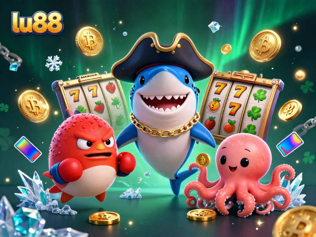 Play exciting games at lu88 with this vibrant, detailed 3D casino illustration featuring dynamic characters and elements.