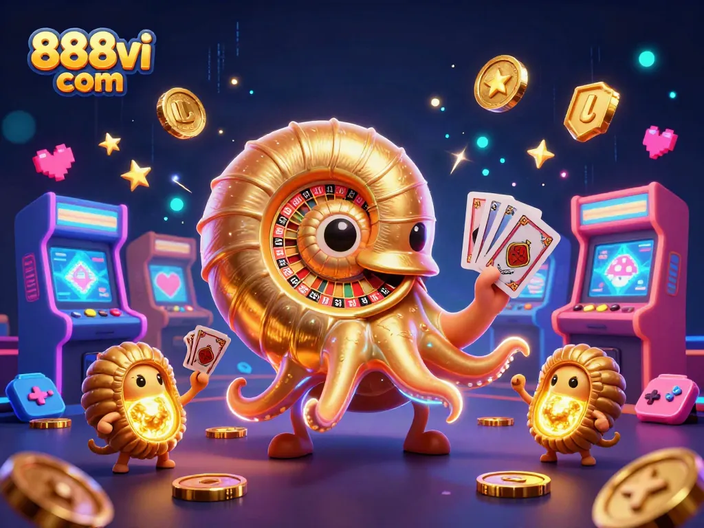 Experience winning strategies at 888vi com with a vibrant 3D casino illustration.