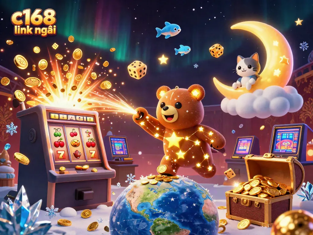 Experience the thrill of c168 link mới with vibrant casino animations featuring lucky symbols and treasures.