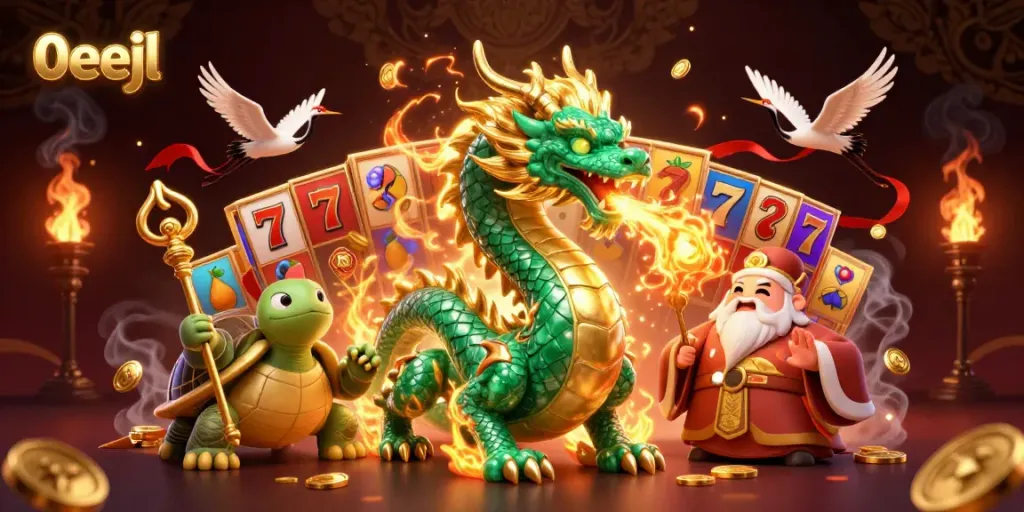 Engage with vibrant slot action at 0eejl, featuring a dragon and lucky symbols.