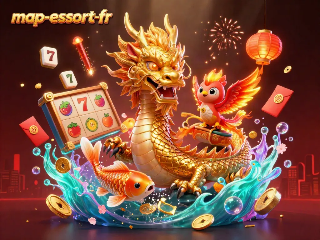 Experience gaming thrills with map-escort-fr in an electrifying 3D casino scene filled with luck and fortune.